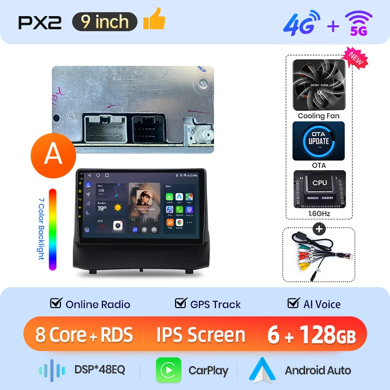 AWESAFE Draadloze CarPlay Android Auto Radio voor Ford Fiesta Mk 6 2009 2010-2013 Auto Intelligente Systemen RDS GPS FM BT DSP SWC