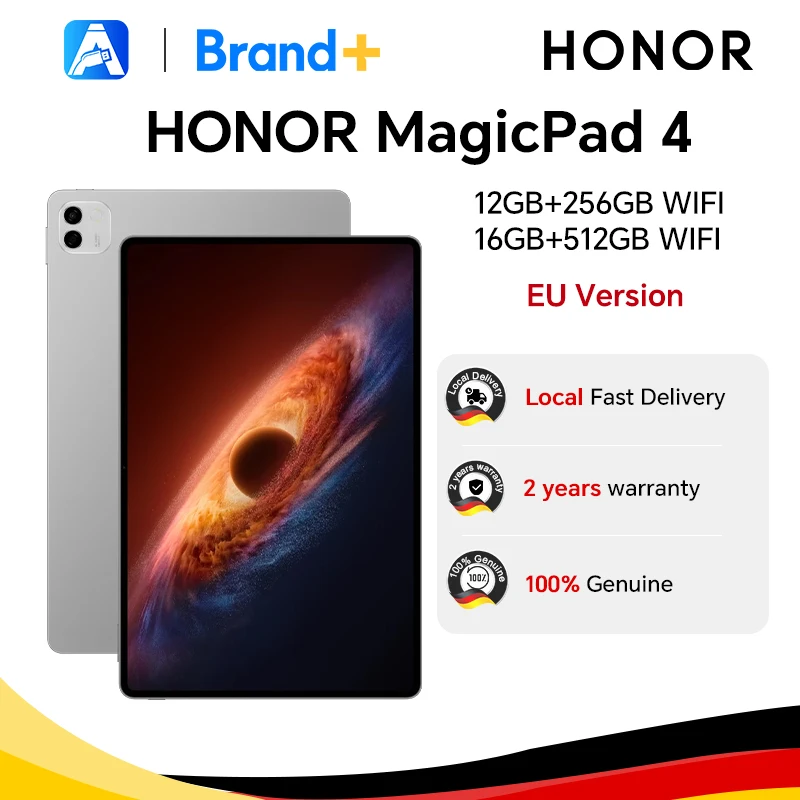 HONOR MagicPad 4, EU-Version Tablet, 12,3 Zoll 165Hz OLED-Bildschirm, 10100mAh Akku, Snapdragon 8 Gen 5, BT6.0, Android-Tablet
