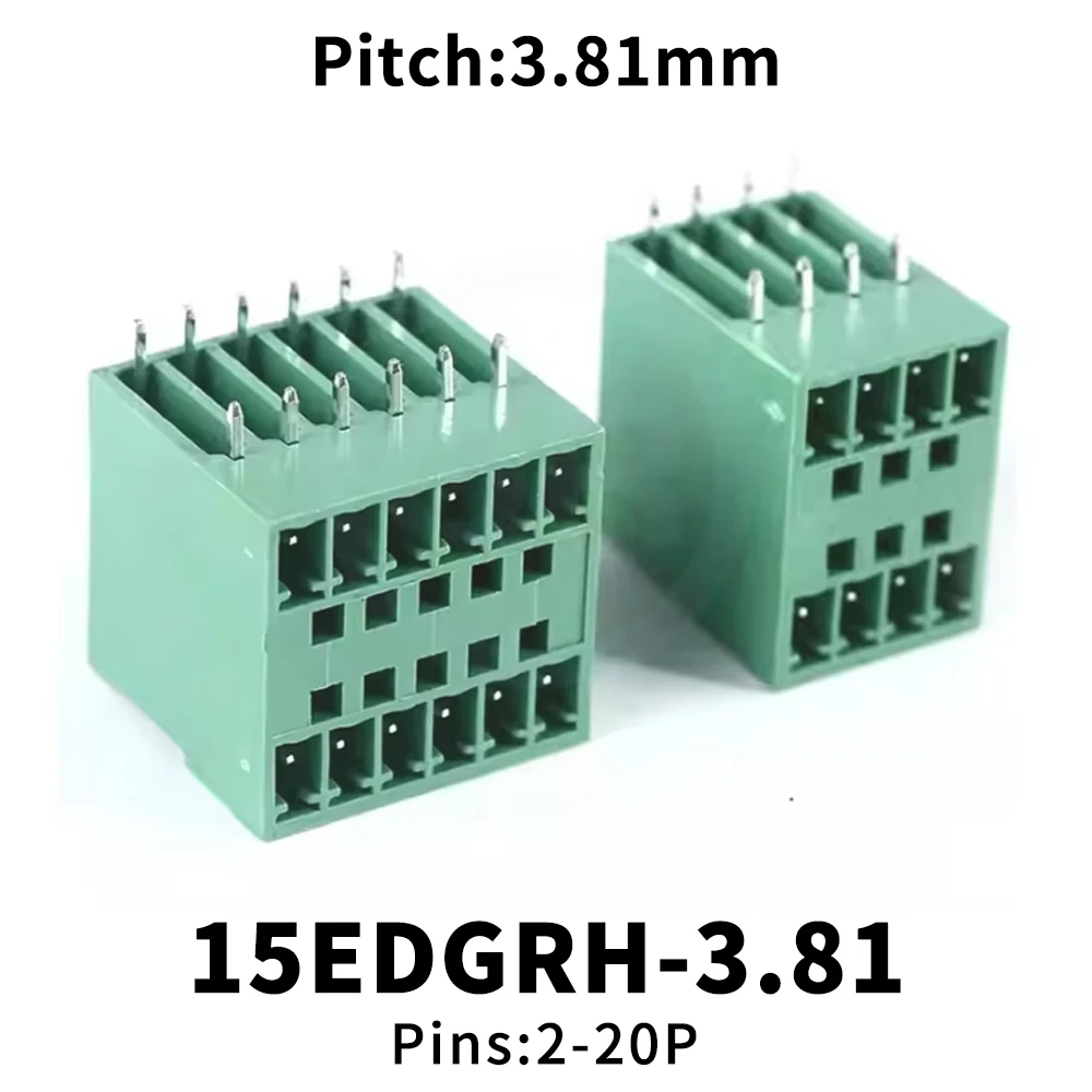(5 Pcs) 15EDGRH - 3.81mm Double Layer Plug-in Terminal PCB Solder Board Phoenix Terminal 2X2P~2X20P Pin Header plus Plugs 2EDGR