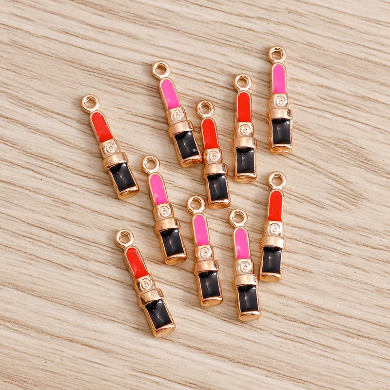 10 Stück Mix süße Emaille Frauen Lippen Lippenstift Charms Anhänger für Schmuckherstellung Ohrringe Halskette Armbänder DIY Bastelbedarf – Detail 17