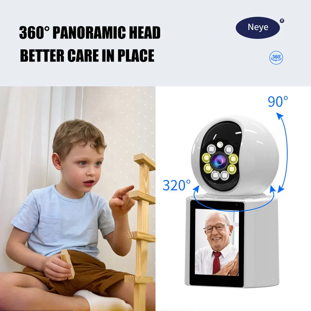 Neye S6 8MP 4K PTZ WiFi Smart Security Camera Home Indoor 10X Digital Zoom IP Camera with Video Call Remote Home Security Camera