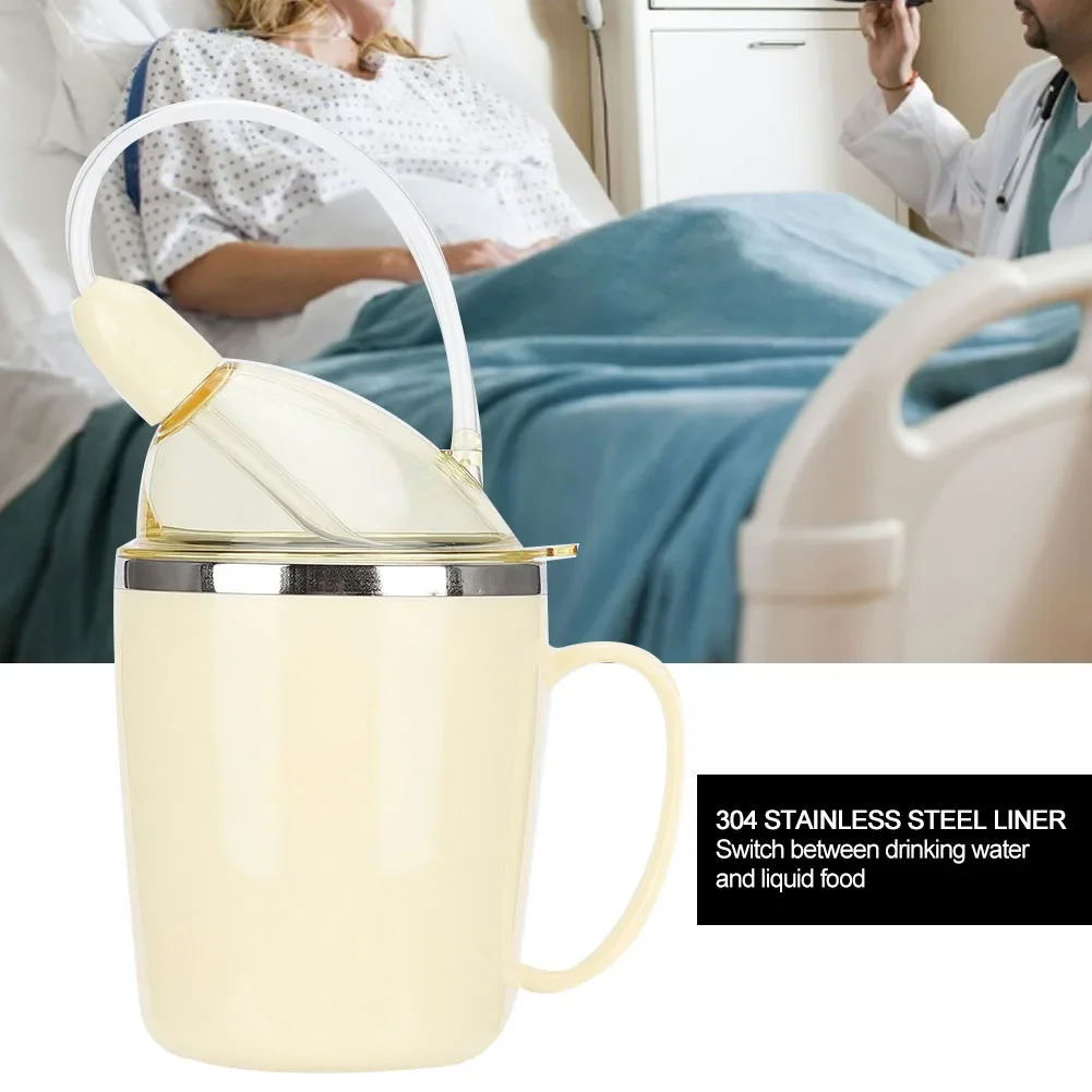 Feeder Beaker Clinical Nursing Straw Drinking Water Vacuum Cup For Puerpera Elderly Patient Food Grade Stainless Steel Thermos