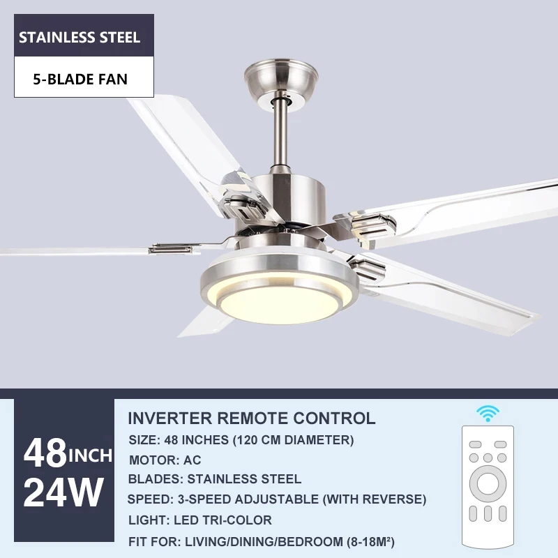 มาใหม่ล่าสุดพัดลมเพดานสไตล์ยุโรปโบราณแบบเรียบง่ายทันสมัยพัดลมห้องนอน LED โคมไฟระย้าพัดลมร้านอาหารพัดลม48-FXB244 24W 220V/110V