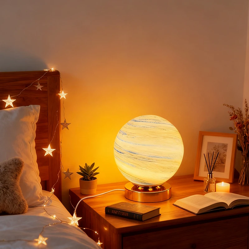 

Planet Table Lamp Starry Sky Moon Crystal Ball Planet Table Lamp Indoor Bedside Desktop Decor Ornament Lamp High Grade Birthday
