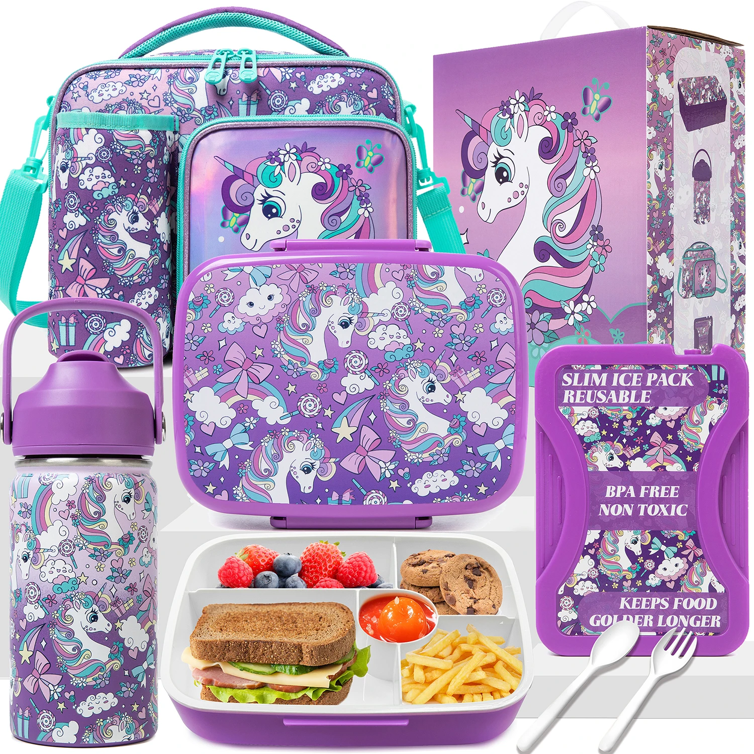 boite-a-lunch-licorne-pour-filles-ensemble-5-compartiments-avec-bouteille-en-acier-inoxydable-sac-a-lunch-et-pochette-isotherme-pour-l'ecole