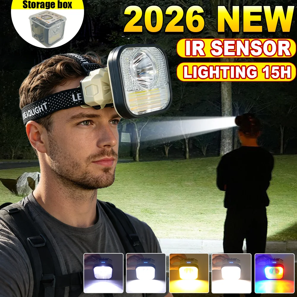 Headlamp Tactical Bright - 超高輝度LEDマルチモードヘッドランプ 2026年最新アップグレード版 高ルーメン 長距離照射 タクティカルヘッドトーチ 充電式