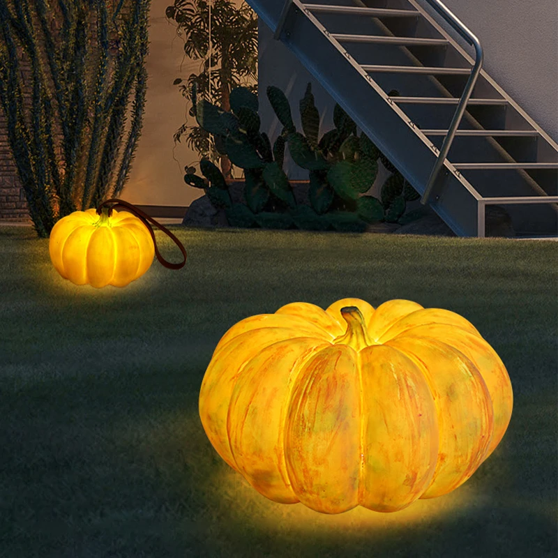 Outdoor Waterproof Garden   Landscape Lamp Park Imitation Pumpkin Resin Garden Decorative Lamp Portable  Lawn