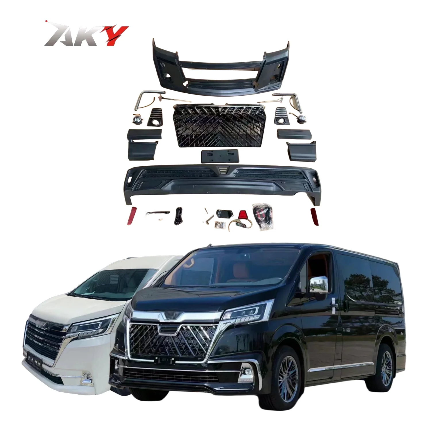 

Modification New Arrival 2025 for Toyo-ta Hiace 2019-2022 Upgrade to Wald Grille Style Bumpers Diffuser for Super Granace Premiu