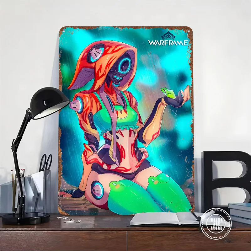 Warframe – Neon Swamp Whisper Printed Poster Customized Wall Art Retro Vintage Metal Tin Signs for Living Room Decorations House