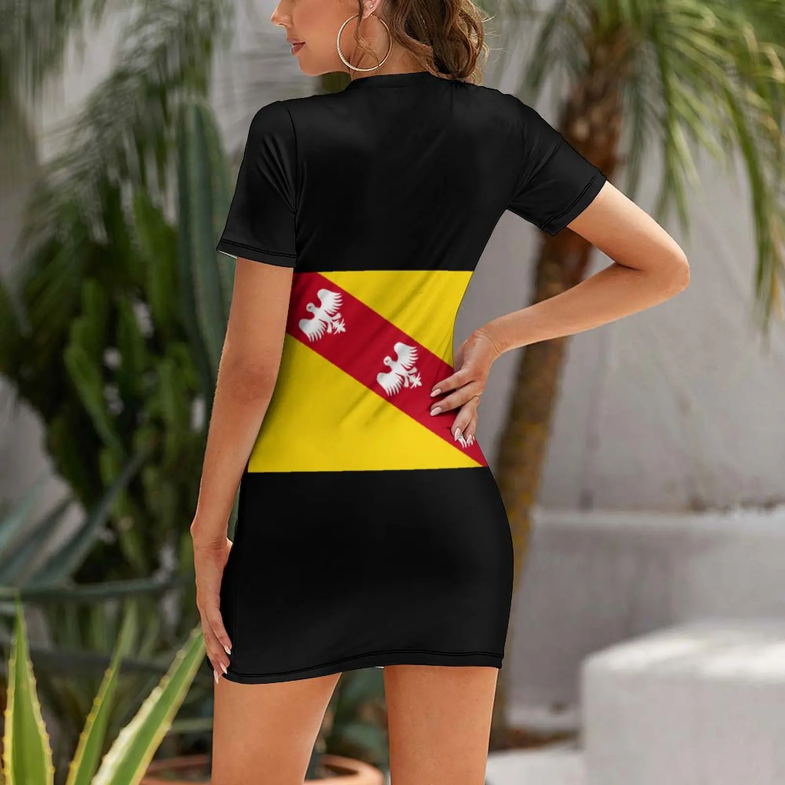 Exotic Flag of Lorraine Short Sleeved Dress Nerd  Vacations  Woman's Dress Suspender Dress Graphic