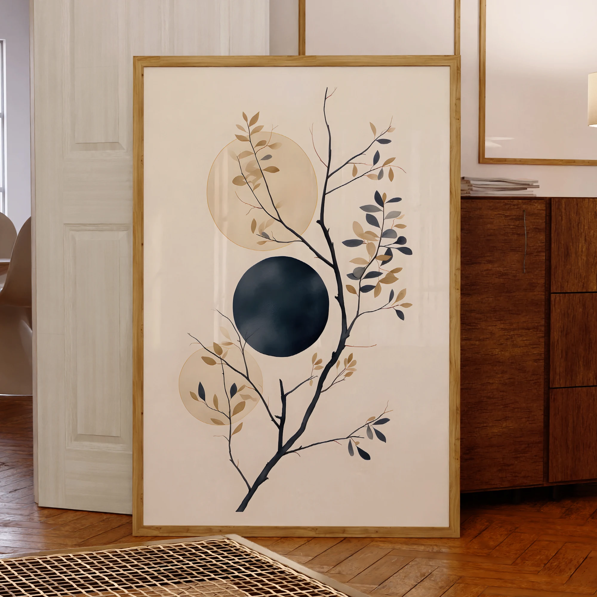 Modern Harmonious Nature Circle In The Moonlight Wall Art Prints Canvas Painting Poster Picture For Living Room Home Decor