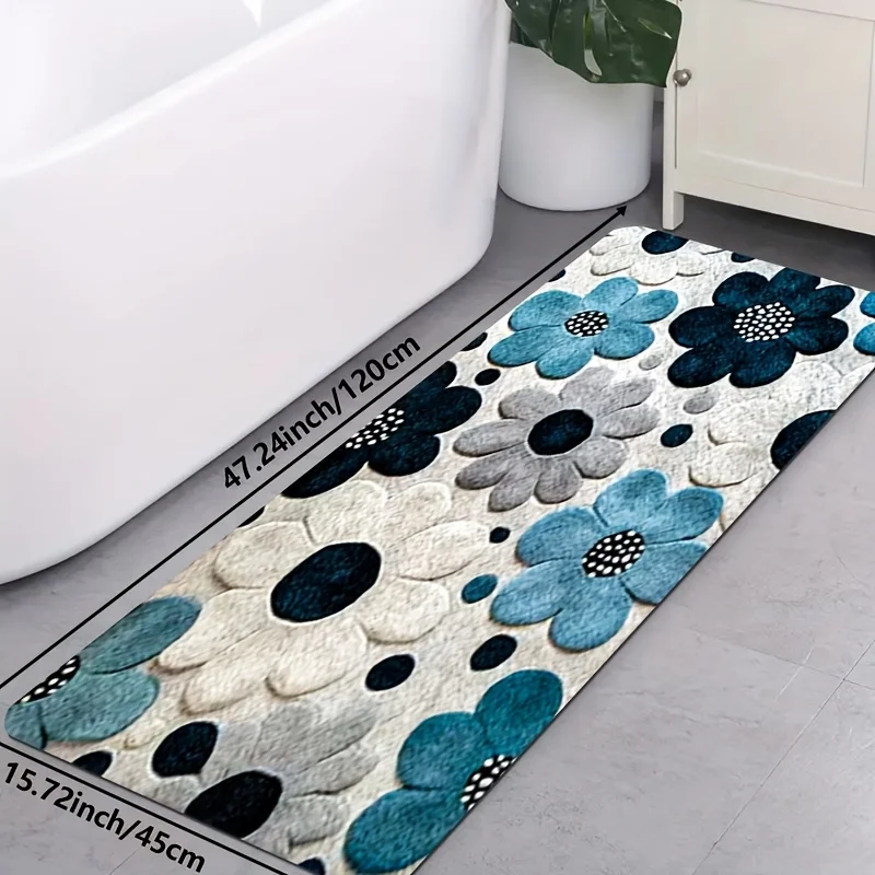 VIKAMA American Floral Kitchen And Bathroom Floor MATS, Non Slip And Absorbent Long Strip MATS, Corridor Carpets, Home Decor