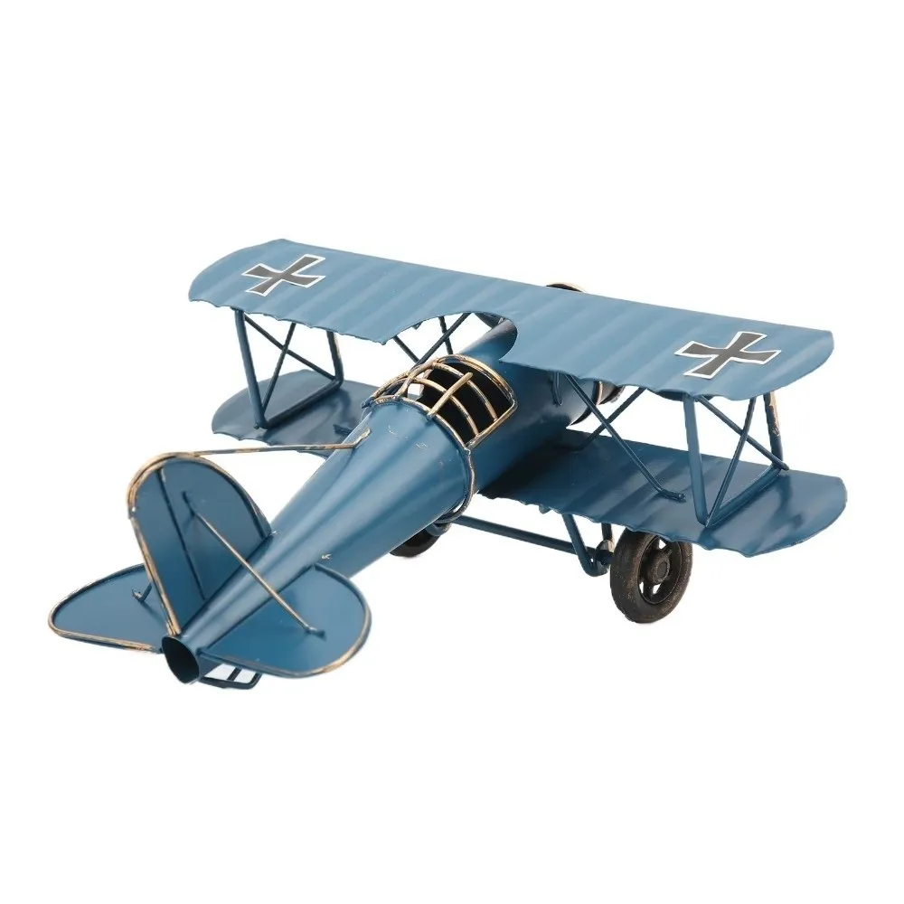 Vintage Airplane Model Ornament Metal Construction Wrought Iron Retro Metal Airplane Handicraft Design