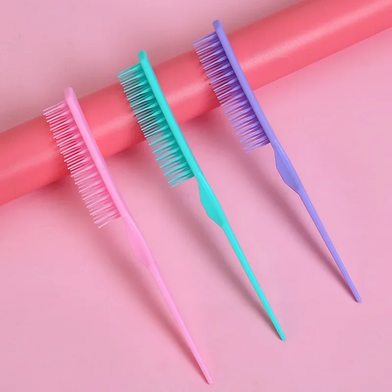 New Point Tail Brush Comb Beauty Salon Hair Coloring Comb Baked Oil Plastic Comb Brush Candy Color Hairdressing Comb Wholesale