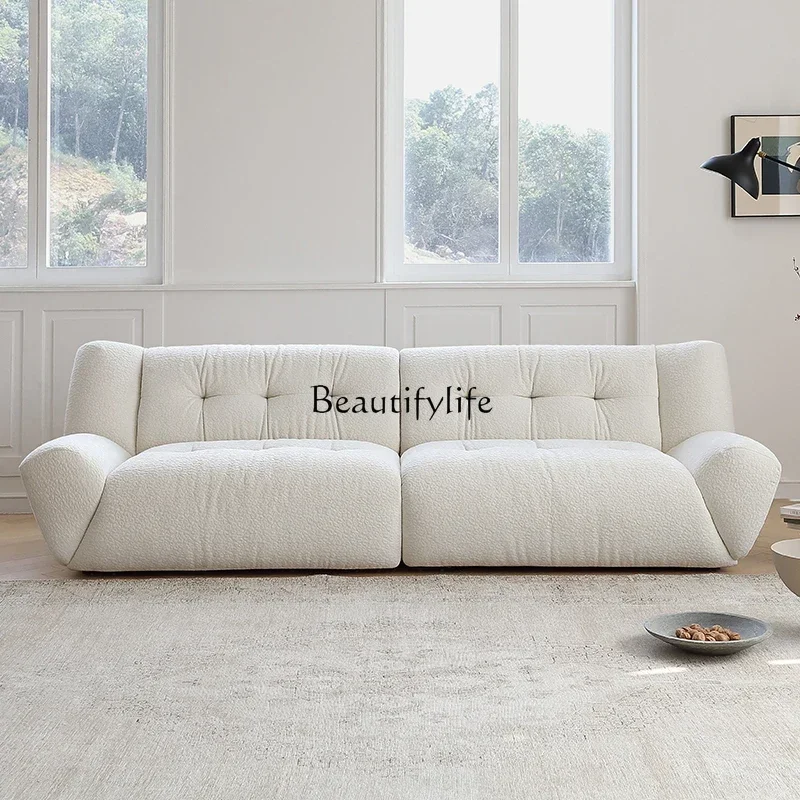 

LJY*Light French retro cream style designer small apartment cloud fabric sofa