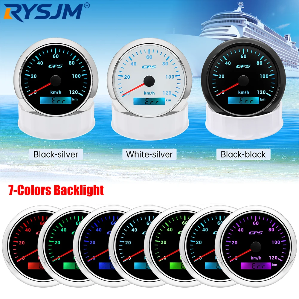 

85MM Waterproof GPS Speedometer With GPS Antenna 7 Colors Backlight Multiple Speed 30-200KMH Universal For Car arine Motorcycle