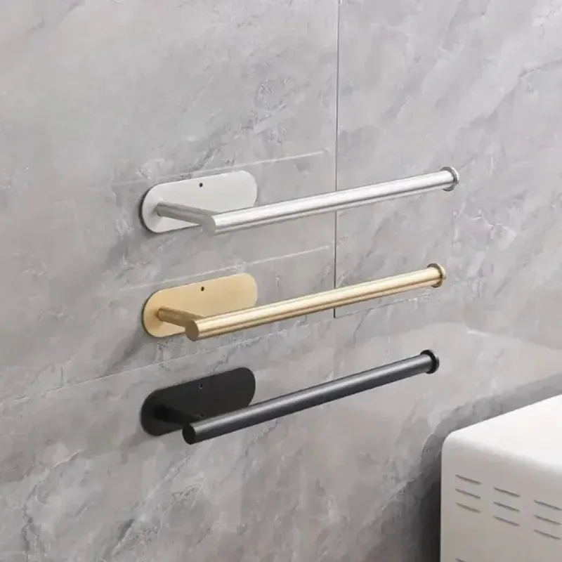 Bathroom Non-punched, Extended Storage Shelf Stainless Steel Paper Towel Holder, Self-adhesive Kitchen, Paper Roll Holder