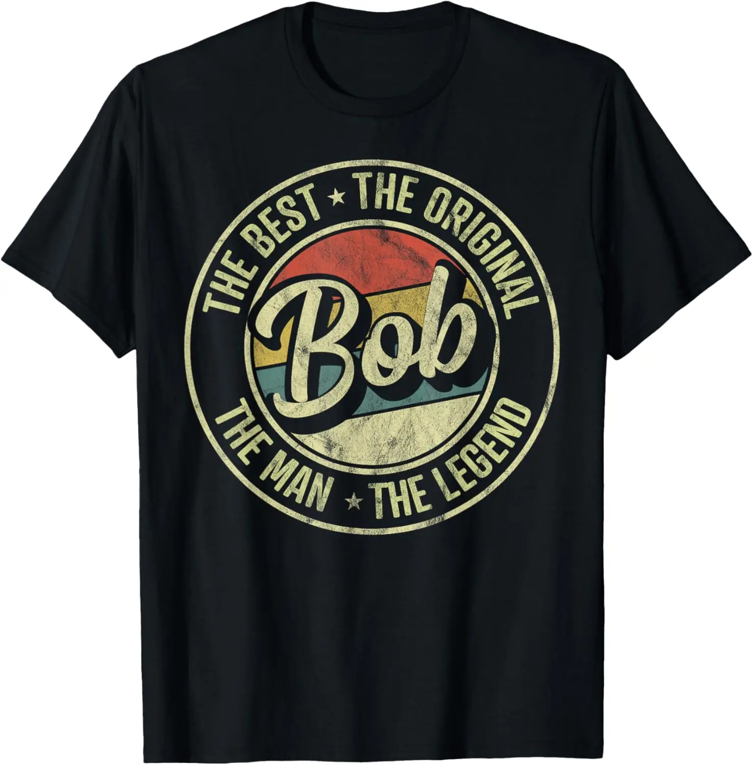 Personal First Name Retro Bob T-Shirt 100% Cotton Trendy Y2K Short-Sleeve Tee – Soft, Quick-Drying, & Moisture-Wicking; Ideal