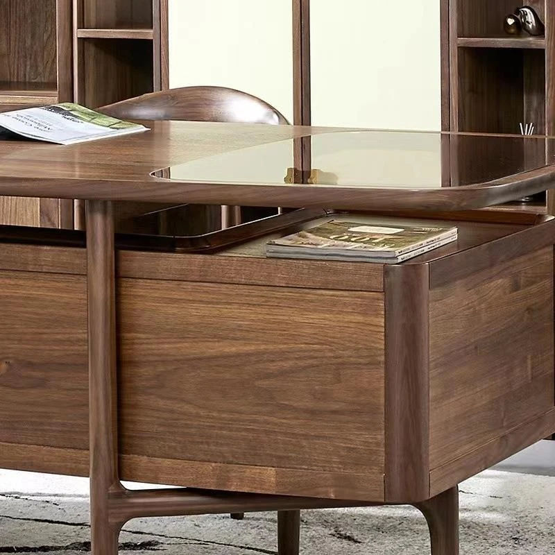 Nordic black walnut solid wood log light luxury modern simple home desk study desk workbench