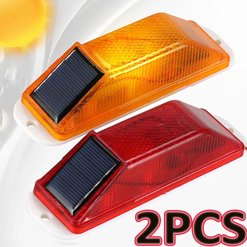 2pcs Warning LED Lamp Strobe Solar Lamp  Solar Warning Lamp Chip Control Bridge Night Driving Safety Light Traffic Caution Light