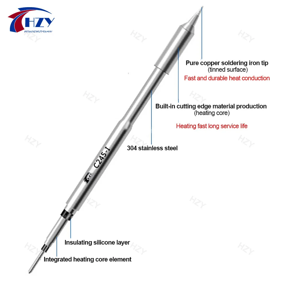 HZY OEM سبيكة لحام نصائح C210 C245 C115 التدفئة الأساسية متوافق JBC Sugon Aifen Aixun محطة لحام مقبض لحام الحديد