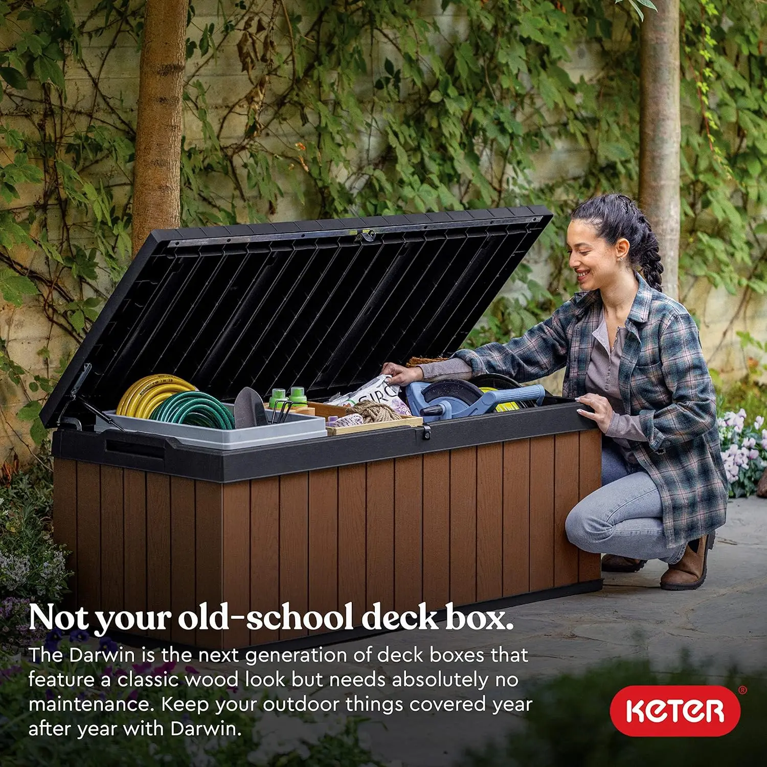 

100 Gallon Resin Large Deck Box - Organization and Storage for Patio Furniture, Outdoor Cushions,