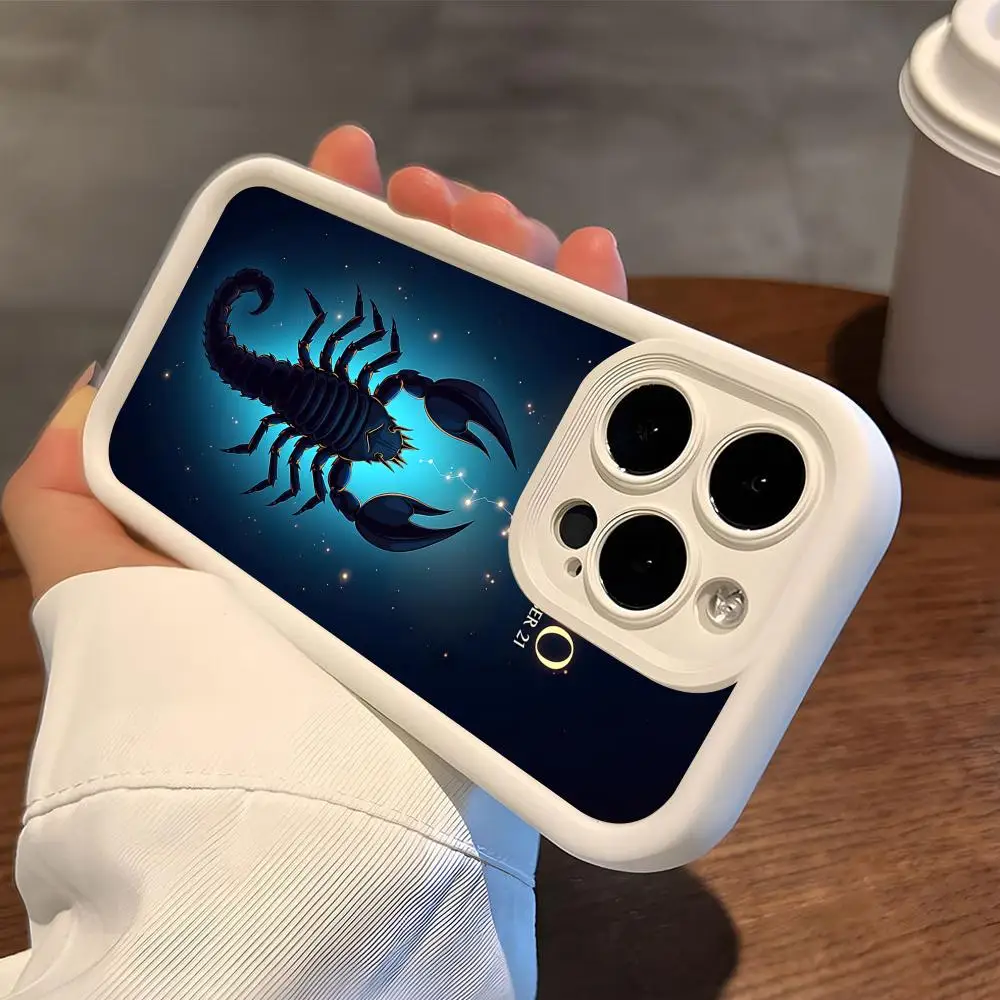 

Zodiac Sign Scorpio Phone Case for iPhone 17 16 15 14 13 12 11 Air Pro Max Plus White Soft TPU Shockproof Cover