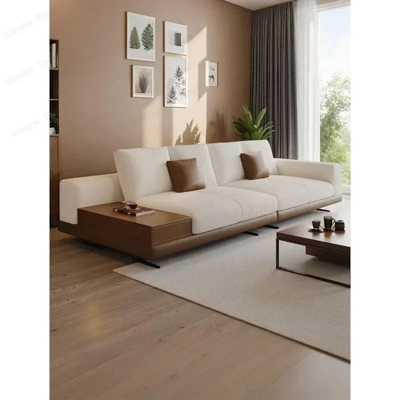 2026 new Italian light luxury cotton and linen sofa modern simple living room large flat floor straight row villa sofa