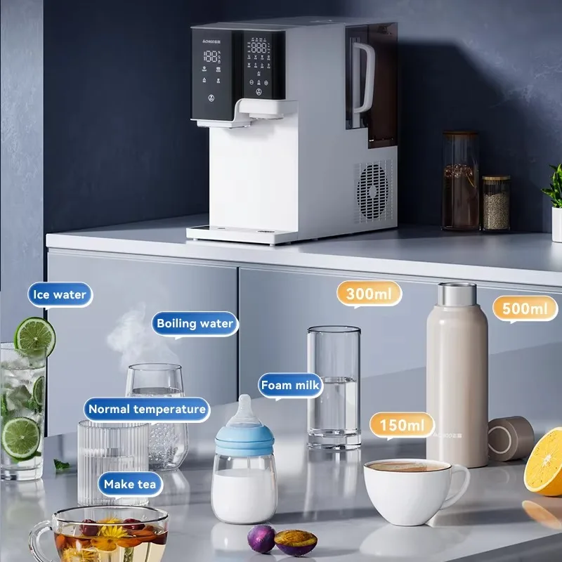 Desktop RO Water Purifier with Ice Maker | 6-8 Minutes Quick Ice Production | 4-in-1 Purify/Cool/Heat/Ice