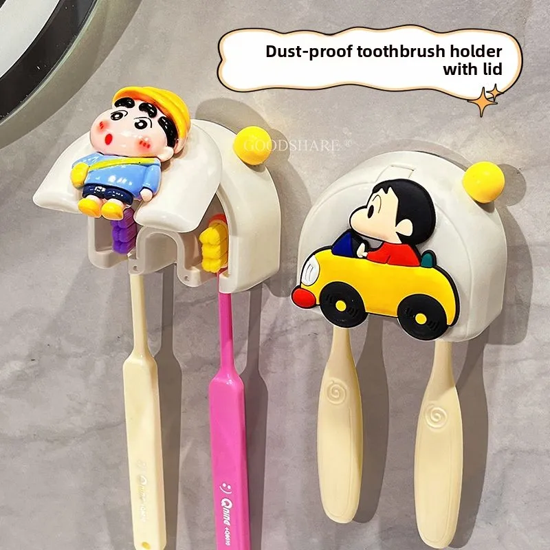 New Cute Cartoon Crayon Shin-chan Cover Dust-proof Household Toothbrush Rack Bathroom Storage Rack