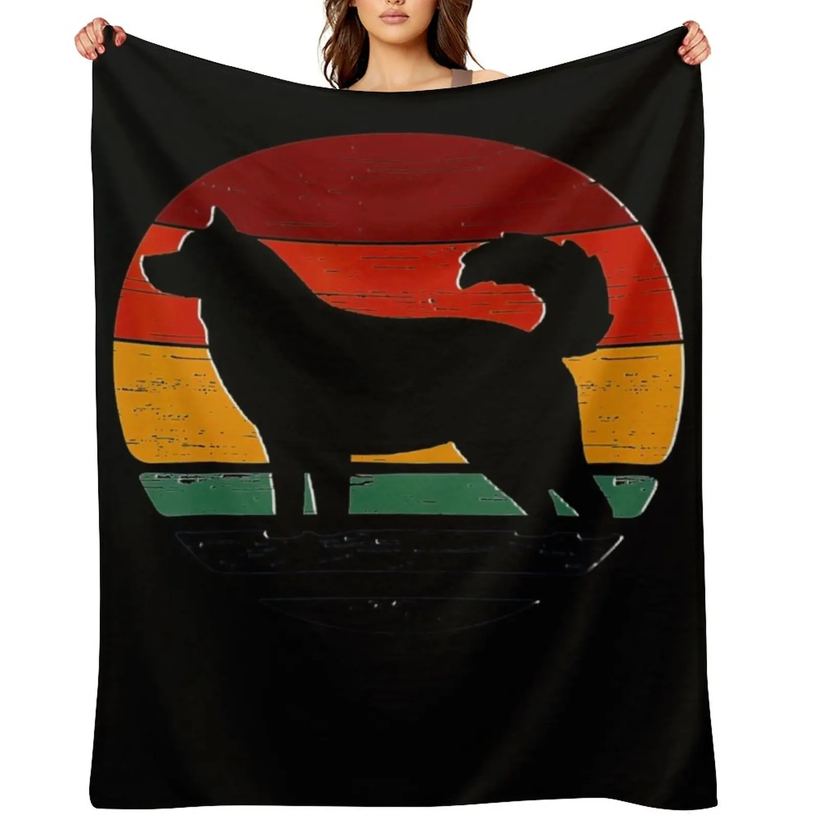 

Goberian Vintage Retro Mom Dad Dog Gift Throw Blanket Nap Tourist Sofa Cute Plaid Blankets