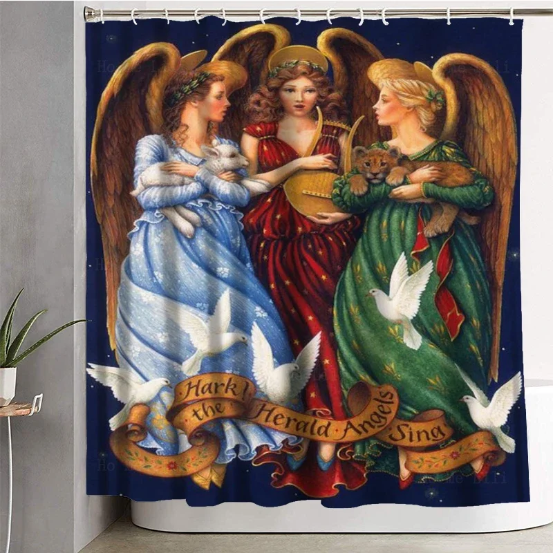 The Herald Angels Sing Fairies The Deliverance Roger And Angelica Retro Shower Curtain By Ho Me Lili For Bathroom Decor