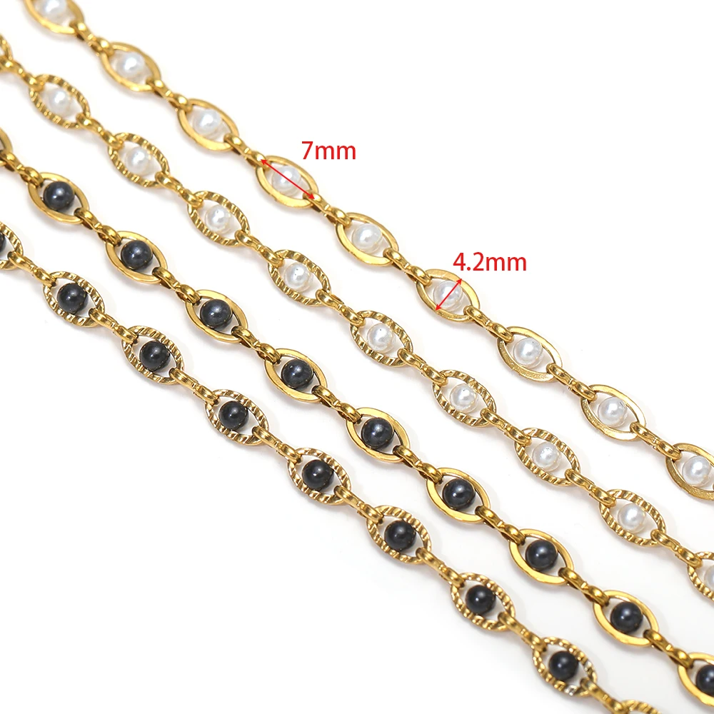 1 Meter PVD Gold Edelstahl Perlen-Augenketten für DIY Damenschmuck Halsketten Armbänder Ohrringe Bastelbedarf – Detail 1