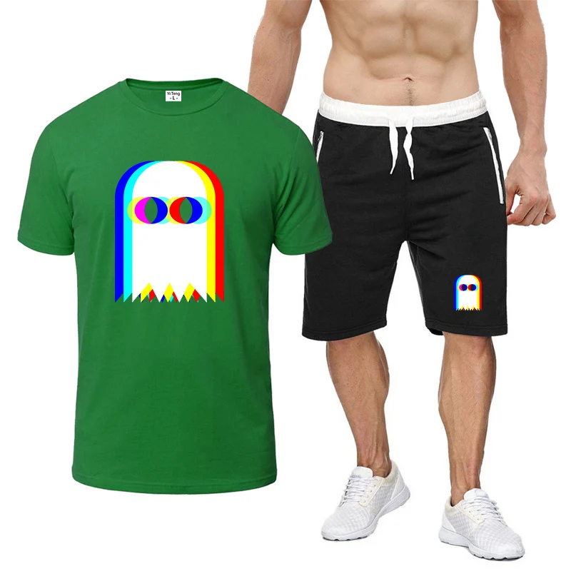 2025 رائجة البيع الصيف عادية تنفس مريحة مضحك شبح مخدر Vaporwave هالوين EDM الموسيقى تي شيرت السراويل الدعاوى #1