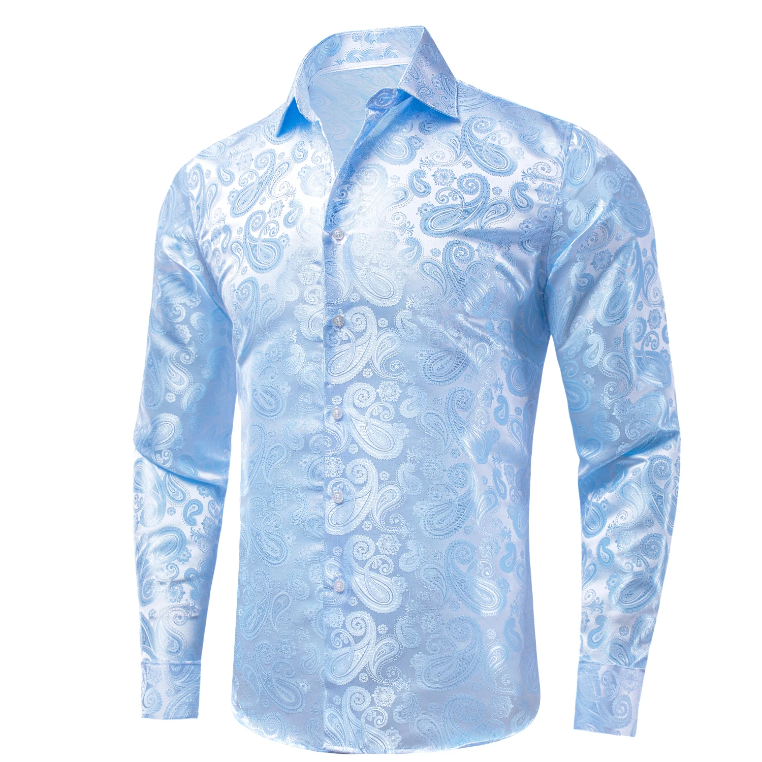 Hi-Tie Jacquard Paisley Mens Dress Shirts Long Sleeve Lapel Suit Shirt Casual Formal Blouse 10 Colors Wedding Business Party
