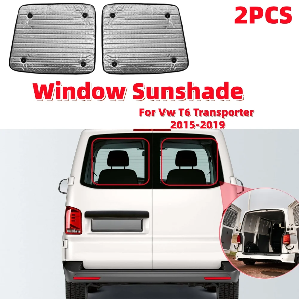2Pcs RV Rear Door Window Sunshade Car Sun Shade Blind Internal Thermal Barn Door UV Shade For Vw T6 Transporter 2015-2019
