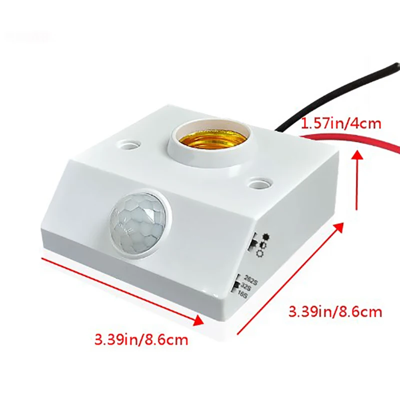 1Pc AC85-265V Automatic Human Body Infrared IR Sensor Lamp Holder LED Bulb Light E27 Base PIR  Detector Wall Lamp Holder Socket‘