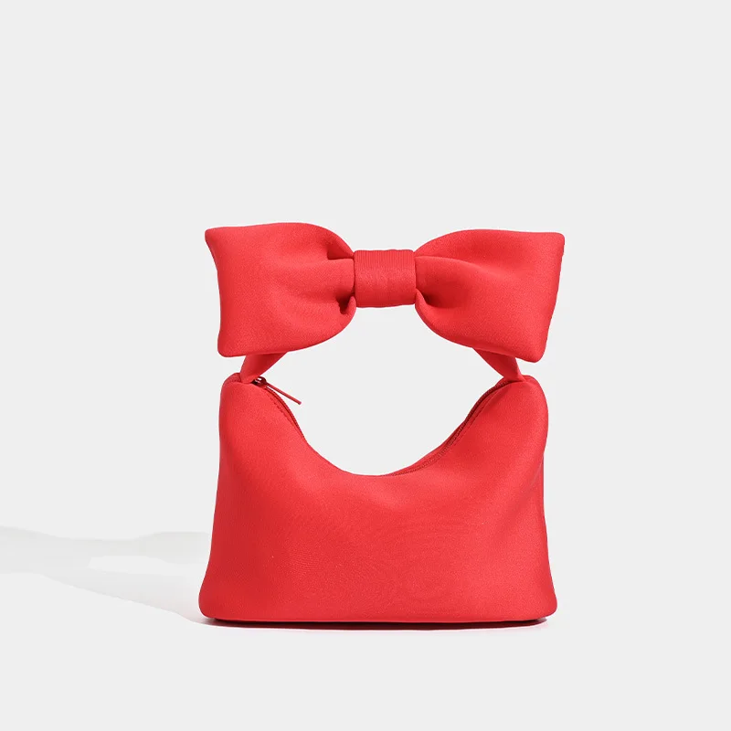 

2025 new model space cotton high appearance quality bow-shaped shoulder bag for carrying, cloud-shaped handbag, mini wrist bag