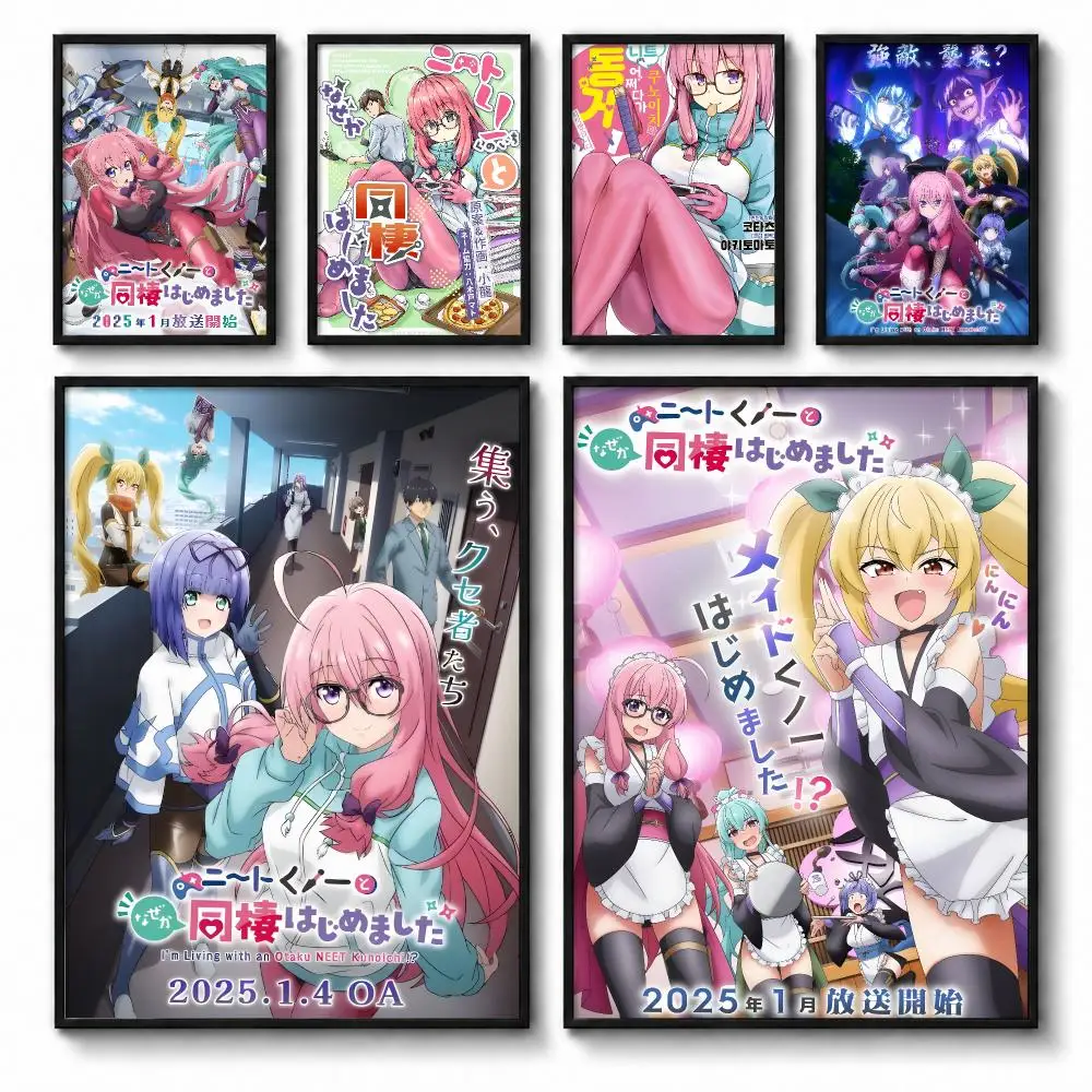 Im Living With An Otaku NEET Kunoich Poster Self-adhesive Art Waterproof Paper Sticker Coffee House Bar Room Wall Decor