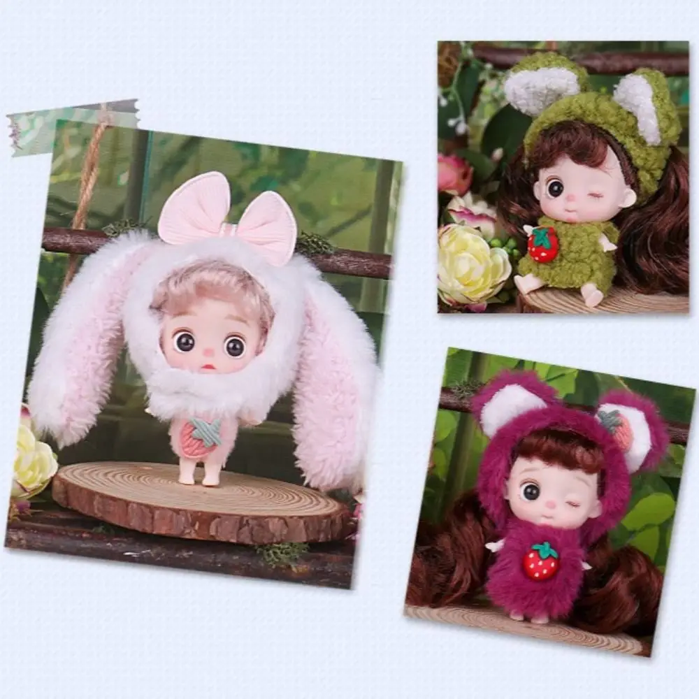 Fairy Beautiful 10cm Dress Up Toys Cute Safety Dress Up Girl Dolls Bear Clothes Rabbit Ear Movable Joint Doll Children