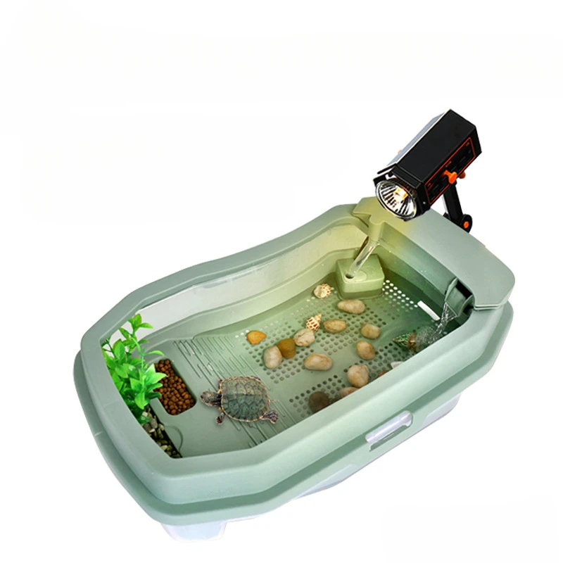 Turtle Tank Container Reptile Detachable House Easy to Change Water Plastic Habitat with Areas to Breed Feed Swim Bask Fish Tank