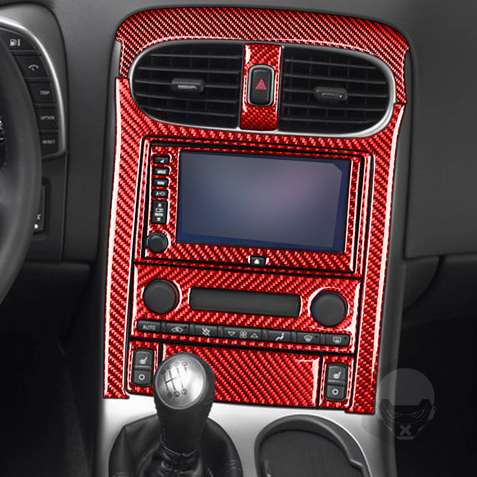 For Chevrolet Corvette C6 2005-2013 Accessories Red Carbon Fiber Car Interior Gear Shift Handles AC CD Trim Sticker Decoration