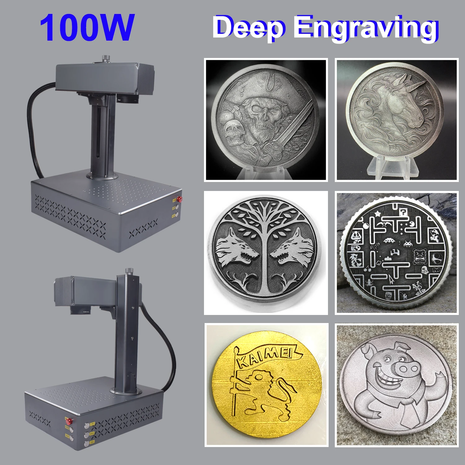 AUTO FOCUS Fiber Laser Marker 100W 60W JPT MOPA Metal Engraver Auto Focus Desktop Metal Engraving for Metal/Ceramic/Plastic