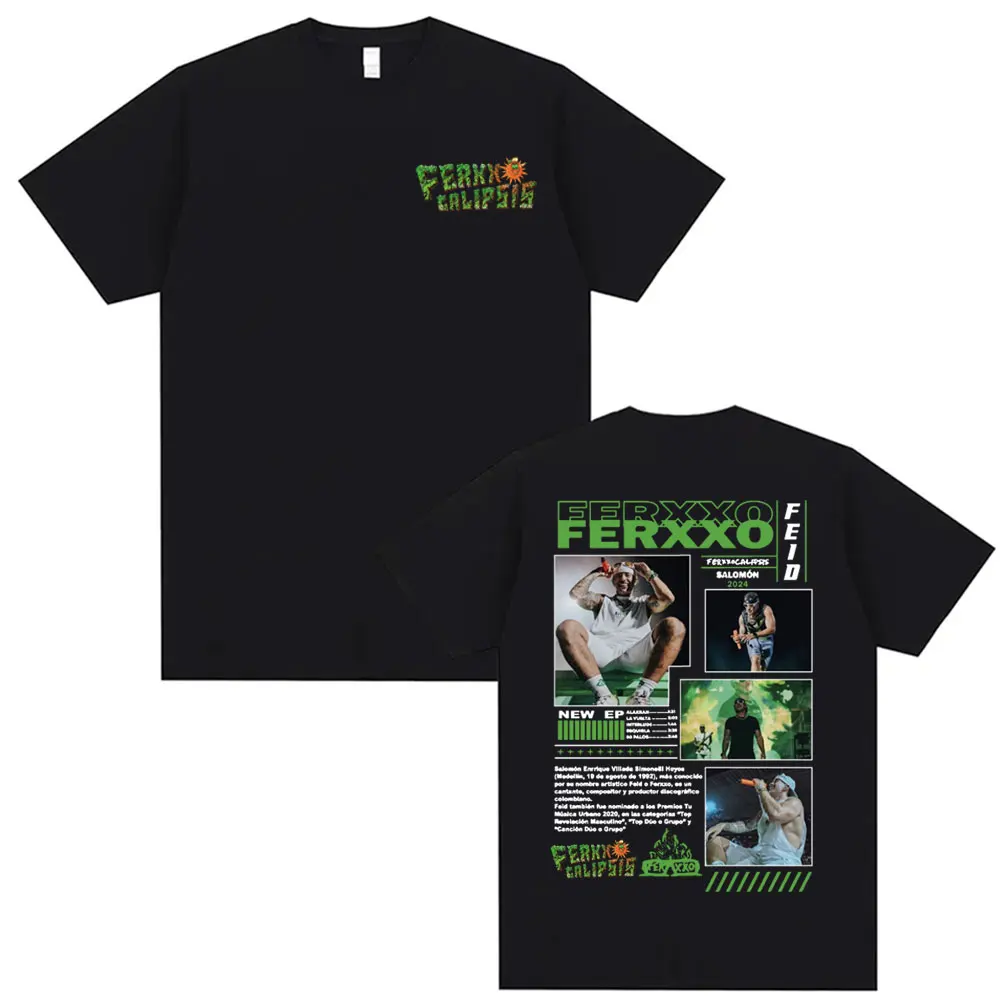 

Rapper Feid Ferxxo World Tour 2024 Merch T Shirts for Men Hip Hop Harajuku Street Punk T-shirts Unisex Casual Oversized T Shirt