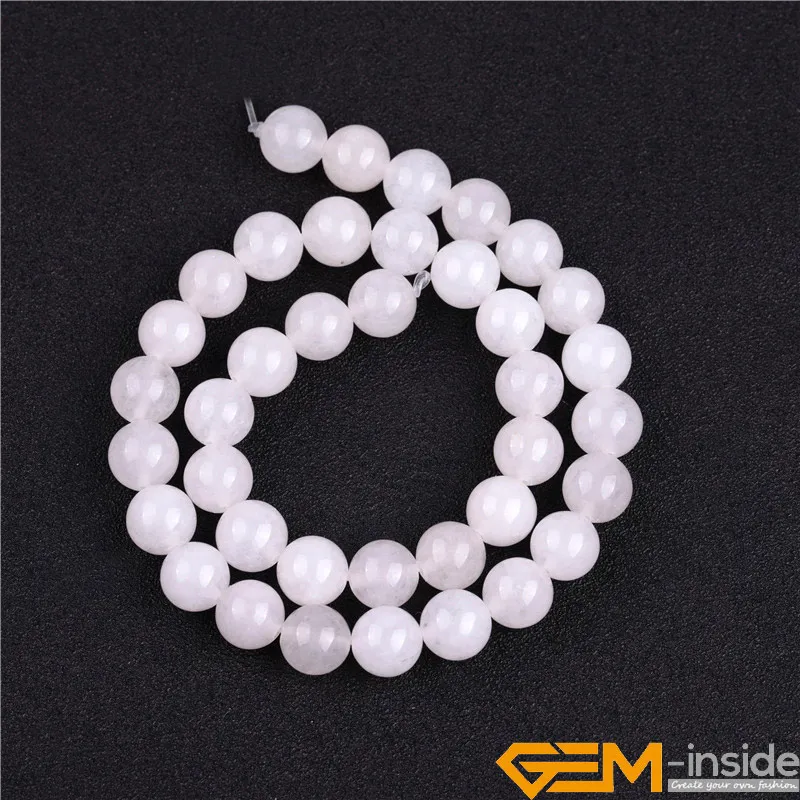 Round White Jades Fashion Jewelry DIY Beads For Women Bracelet & Necklace Making Strand 15inches Acceories