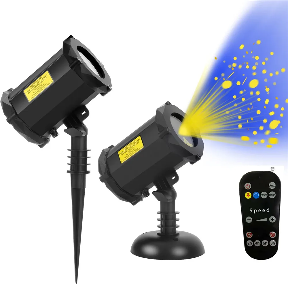 IP65 Waterproof Vivid Yellow Laser Firefly Projector Garden Light Romantic Wedding Light Holiday Christmas Deco Light
