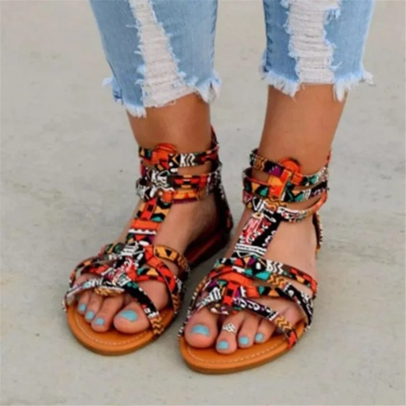 Women Sandals Gladiator Shoes 2022 Summer Flats Slippers Outdoor Beach Casual Ladies Shoes Bohemian Woman Slides Zapatos Mujer