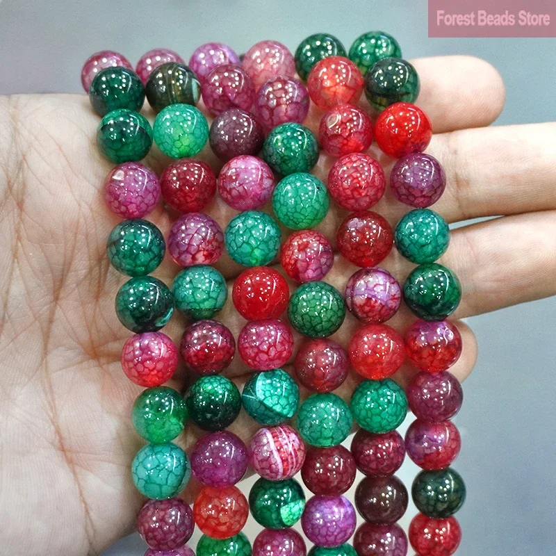 Cuentas Redondas de Turmalina Natural, Ónix con Vetas de Dragón y Ágatas para Hacer Pulseras y Collares, 15 Pulgadas, 4, 6, 8, 10, 12, 14 mm