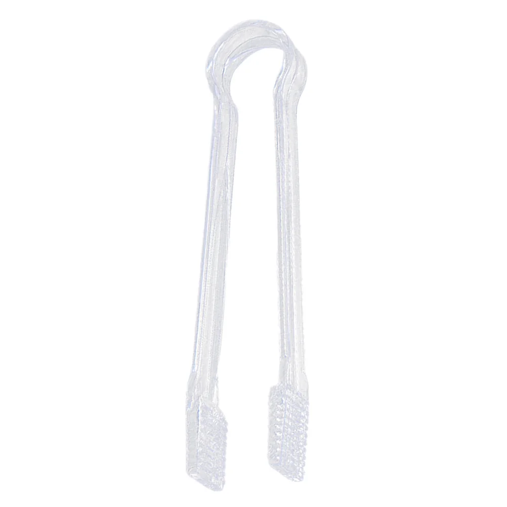 

1pc Clear Acrylic Kitchen Tongs Transparent Ice Food Serving Tool Bread Cake Salad Wave Grip Clamp for Home Party Bar Use