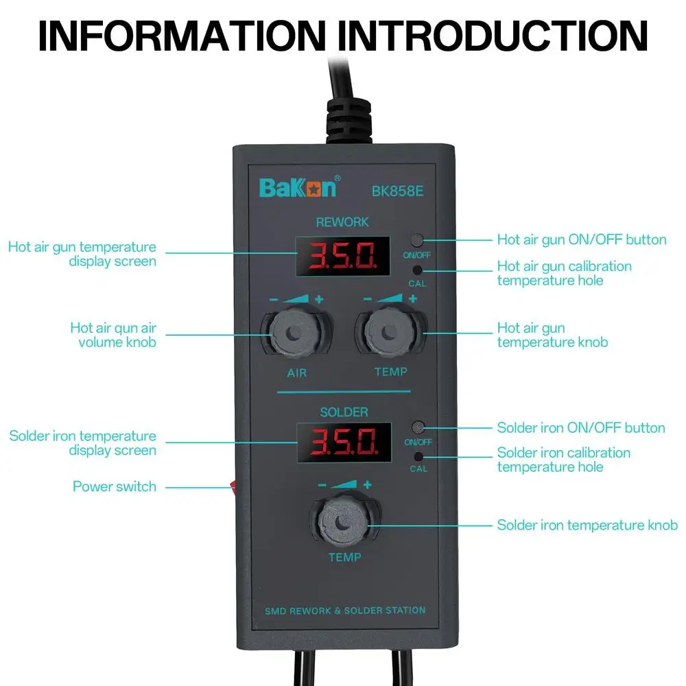 Compact 90W Soldering & Hot Air Rework Station with Precision Temperature Control and Full Kit